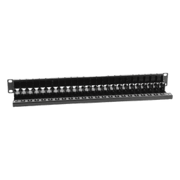 Patch Panel UTP de 24 Puertos / Categoría 6 / Plano / 1UR / Precargado con Jacks Z-MAX / Acero 18 Gauge