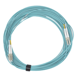 Jumper de Fibra Óptica / Multimodo OM3 50/125 µm / LC-LC Duplex / OFNR / 15 m (49.21 ft) / Aqua