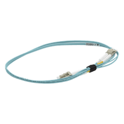 Jumper de Fibra Óptica Multimodo 50/125 OM3 XGLO, LC-LC Duplex, OFNR, Color Aqua, 1 Metro (3.28 Pies)