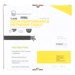 Bobina de Cable / Cat5e / 100 m (328 pies) / CCA / Calibre 24 / UTP / 100 MHz / Interior