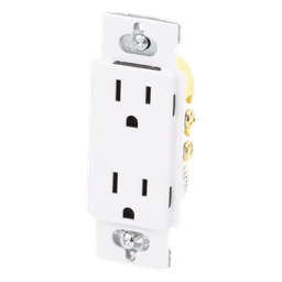Tomacorriente dúplex Claro de 15 A, 125 V, estilo decorador de perfil delgado, color blanco