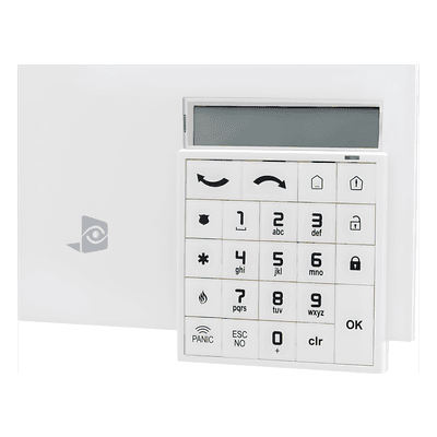 Teclado alfanumérico inalámbrico con lector de proximidad para sistemas de alarma Videofied