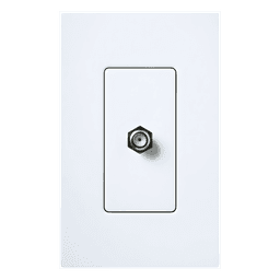 Toma de pared para cable coaxial con conector tipo F de 75 ohms, estilo Designer de la línea Claro, para señal de TV, color blanco brillante