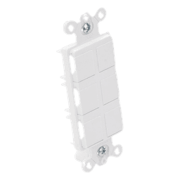 Marco de 6 puertos personalizable para conectores de red, fibra óptica, coaxial y telefonía, línea Claro, color blanco