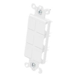 Marco de 6 puertos personalizable para conectores de red, fibra óptica, coaxial y telefonía, línea Claro, color blanco