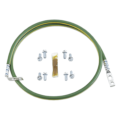 Jumper Para Aterrizar Equipos en Racks o Gabinetes, 10 AWG, Con Terminal Doblada a 45 Grados, Terminal Recta Para Equipos, 61 cm de largo
