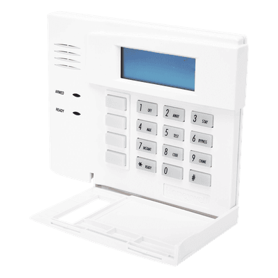 Teclado de alarma con pantalla LCD de palabras fijas en inglés, teclas retroiluminadas y 4 botones de función, para paneles serie VISTA