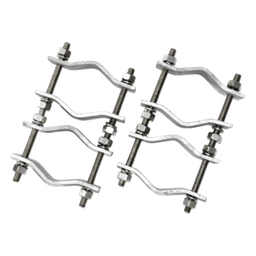 Juego de Abrazaderas Dobles / Mástiles 3.8 a 8.9 cm (1.5 a 3.5 in) / Separación 12 cm (4.75 in) / Acero Galvanizado / Torres Cuadradas o Redondas