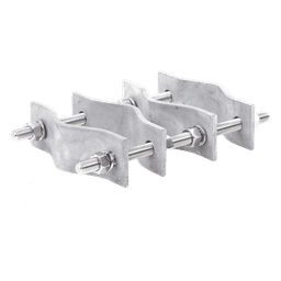 Juego de Abrazaderas Dobles / Mástiles 3.8 a 8.9 cm (1.5 a 3.5 in) / Separación 12 cm (4.75 in) / Acero Galvanizado / Torres Cuadradas o Redondas
