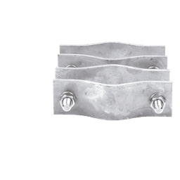 Juego de Abrazaderas Dobles / Mástiles 3.8 a 8.9 cm (1.5 a 3.5 in) / Separación 12 cm (4.75 in) / Acero Galvanizado / Torres Cuadradas o Redondas