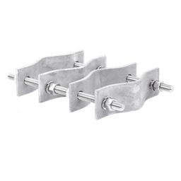 Juego de Abrazaderas Dobles / Mástiles 3.8 a 8.9 cm (1.5 a 3.5 in) / Separación 12 cm (4.75 in) / Acero Galvanizado / Torres Cuadradas o Redondas