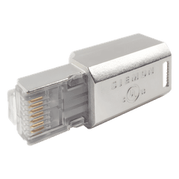 Plug RJ45 Cat6A Blindado, Terminación en Campo, Compatible con Todas las Categorías, con Clip Protector de Seguro
