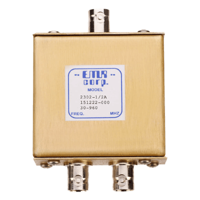 Divisor de Potencia EMR de 2 Vías, 30-960 MHz, 0.5 Watt, Conectores BNC Hembra.