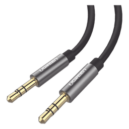 Cable Auxiliar / 2 m (6.6 ft) / Conector 3.5mm Macho a Macho / Chapado en Oro 24K / TPE / Aluminio / Negro