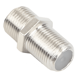 Adaptador Barril Coaxial / Conector F Hembra a F Hembra / 75 Ohm / Montaje en Línea / Zinc Niquelado / Aislante de Polietileno