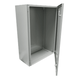 Gabinete de Acero IP66 Uso en Intemperie (500 x 700 x 250 mm) con Placa Trasera Interior Metálica y Compuerta Inferior Atornillable (Incluye Chapa y Llave T).