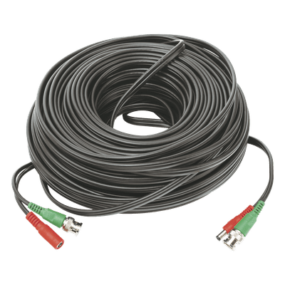 Cable Coaxial BNC RG59 + Alimentación / SIAMES / 50 Metros (164 Pies) / 100% COBRE / 4K UHD / Interior y Exterior