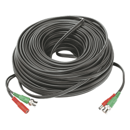 Cable Coaxial BNC RG59 + Alimentación / SIAMES / 50 Metros (164 Pies) / 100% COBRE / 4K UHD / Interior y Exterior