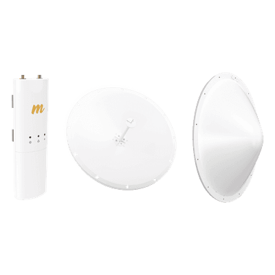 Kit de radio con antena parabólica / 28 dBi / 4.9-6.5 GHz / 500 Mbps / hasta 65.6 ft (20 km) / PoE incluido