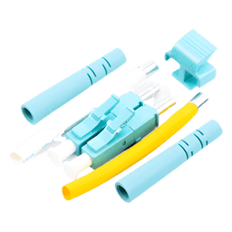 Conector de Fibra Óptica LC Duplex / Epoxi y Pulido / Multimodo / Fibra Recubierta / Color Aqua / 50 Unidades por Caja