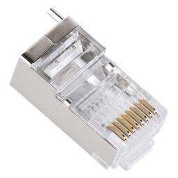 Plug Modular RJ45 Cat5e Blindado / 100 Piezas / Chapado Oro 30μ / Pin Tierra / 24AWG