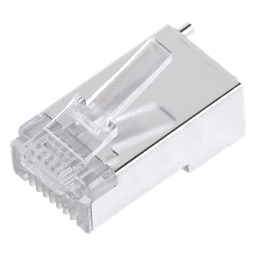 Plug Modular RJ45 Cat5e Blindado / 100 Piezas / Chapado Oro 30μ / Pin Tierra / 24AWG