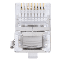 Plug Modular RJ45 Cat5e Blindado / 100 Piezas / Chapado Oro 30μ / Pin Tierra / 24AWG