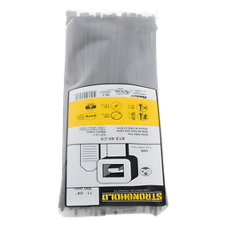 Cincho de Nylon 6.6 StrongHold™, 300mm largo x 3.6mm ancho, Color Negro, Exterior Resistente a Rayos UV, Paquete de 100pz