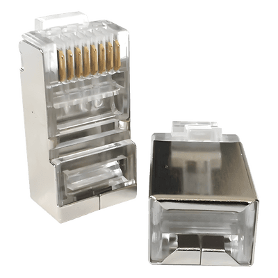 Conector RJ45 / Blindado / Categoría 5E / Chapado en Oro 30µ / Sin Pin a Tierra / T568A/T568B
