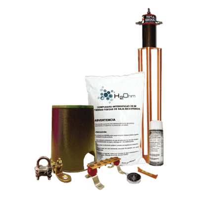 Kit de Tierra Física con Electrodo TG100AB y accesorios de instalación.