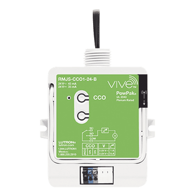 Módulo PowPak con salida de contacto seco para el sistema Vive, alimentación 24 Vca/Vcd, contactos NO y NC para integrar sensores y controles Pico con sistemas HVAC y BMS