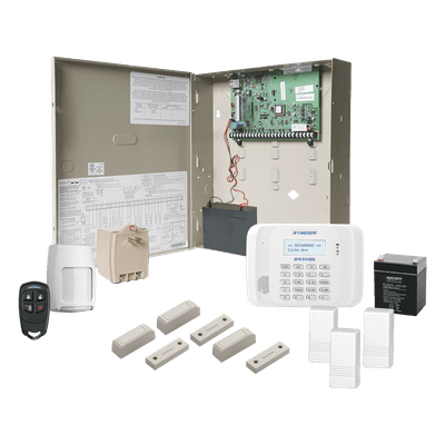Kit de panel de alarma de intrusión con comunicador IP integrado y receptor inalámbrico para zonas RF