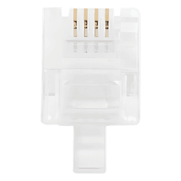 Plug Modular RJ11 / 4 Contactos / Chapado Oro 50 Micras / Paquete 100 Piezas