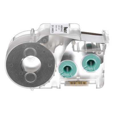 Casete de Etiquetas de Poliolefina de Cinta Continua, Tubo Termocontráctil, 8.6 mm de Ancho, 2.4 Metros (7.87 Pies) de Largo, Para Cables de 1.5 a 4.8 mm (18-12 AWG) de Diámetro, Color Blanco