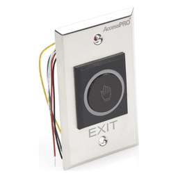 Botón de Salida Sin Contacto / Sensor IR 4 a 15 cm / Acero Inoxidable / Contactos NO/COM/NC / 12 VDC / IP para Ambientes Higiénicos