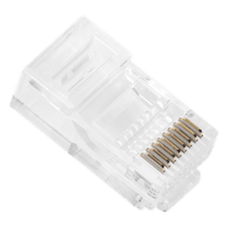 Plug Pass Through RJ45 Cat5e / Sin Blindaje / Chapado Oro 30 Micras / Calibre 24AWG / 100 Piezas