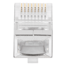 Bote con 100 Plugs Pass Through RJ45 Cat5e Blindado, Chapado de Oro a 30 Micras para Durabilidad Extrema