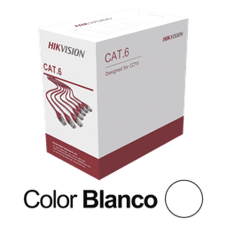 Bobina de Cable UTP 305 Metros (1000 Pies) / Cat 6 (24 AWG) / Color Blanco / PVC (CM) / Uso en Interior / CCA (Cobre con Aluminio) / Aplicaciones de CCTV y Redes de Datos