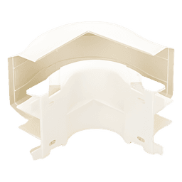 Esquinero exterior, para uso con canaleta T45, Material PVC Rígido, Color Blanco Mate