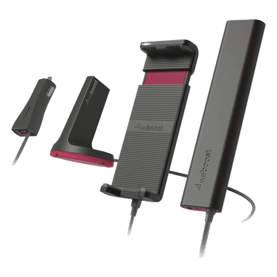 Amplificador de Señal Celular para Vehículos / 4G LTE y 3G / Cobertura 32x / Puerto USB 5V/2.1A / Soporte hasta 7.5 Pulgadas / Antena Magnética