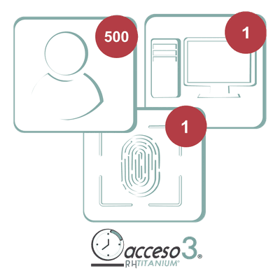 [BAJO PEDIDO] Licencia de 3 años para software Acceso3 TITANIUM  / 500 Empleados / 1 reloj / 1 PC / Compatible con SISTEMAS DE NOMINA