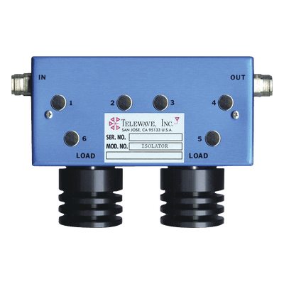Aislador Doble para 400-512 MHz, 70 dB de Aislamiento, Ajustable en ± 5 MHz, 100 Watt, N Hembras.