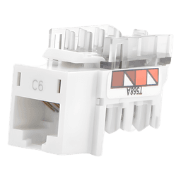 Jack RJ45 categoría 6 de 8 conductores para voz y datos, inserto a presión para el frame Claro de 6 puertos, color blanco
