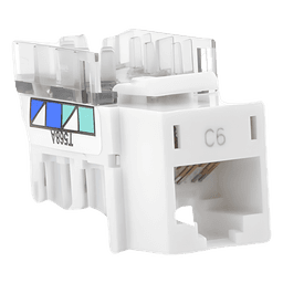 Jack RJ45 categoría 6 de 8 conductores para voz y datos, inserto a presión para el frame Claro de 6 puertos, color blanco