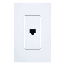 Jack telefónico de pared RJ11 de 6 conductores, diseño a ras de pared, color blanco, para placas Lutron Claro y Satin Colors (placa se vende por separado)