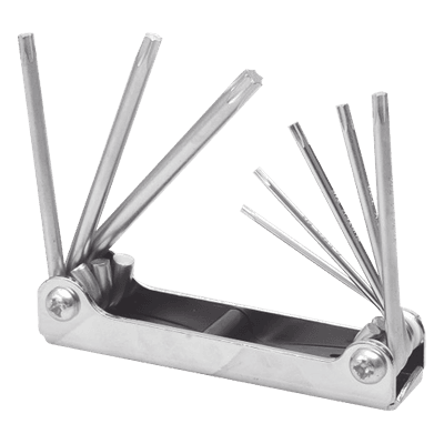 Juego de Llaves Torx / 8 Piezas T9-T40 / Estuche Metálico Tipo Navaja / Acero Cromo Vanadio / 16 x 4.5 x 2 cm