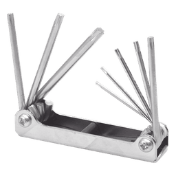 Juego de Llaves Torx / 8 Piezas T9-T40 / Estuche Metálico Tipo Navaja / Acero Cromo Vanadio / 16 x 4.5 x 2 cm