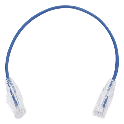 Cable de Parcheo Slim UTP Cat6 / 30 cm (0.98 pies) / 28 AWG / Azul / 1 Gbps
