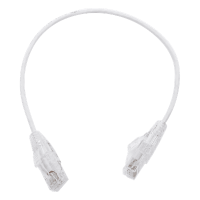 Cable de Parcheo Slim UTP Cat6 - 30 cm (11.81 Pulgadas) Blanco, Diámetro Reducido (28 AWG)