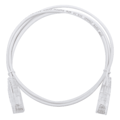 Cable de Parcheo Slim UTP Cat6 / 1 Metro (3.28 Pies) / 28 AWG / Blanco / 1 Gbps+